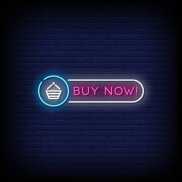 Buy Now Neon Signs Dark Background — Stock Vector