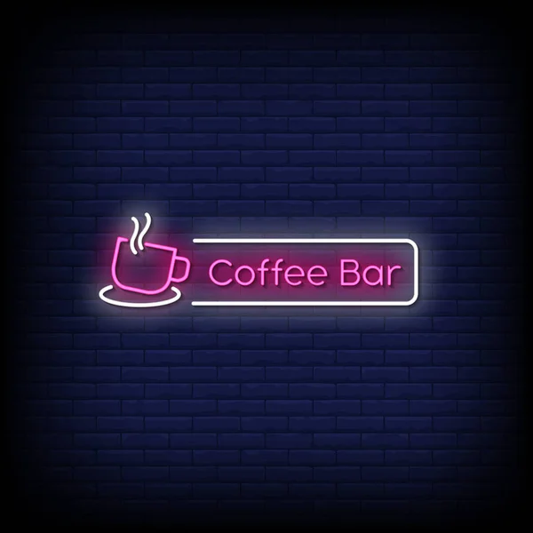 Koffiebar Neon Tekens Donkere Achtergrond — Stockvector