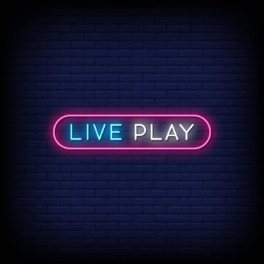 Koyu mavi tuğla duvarda neon harflerle canlı oynat 