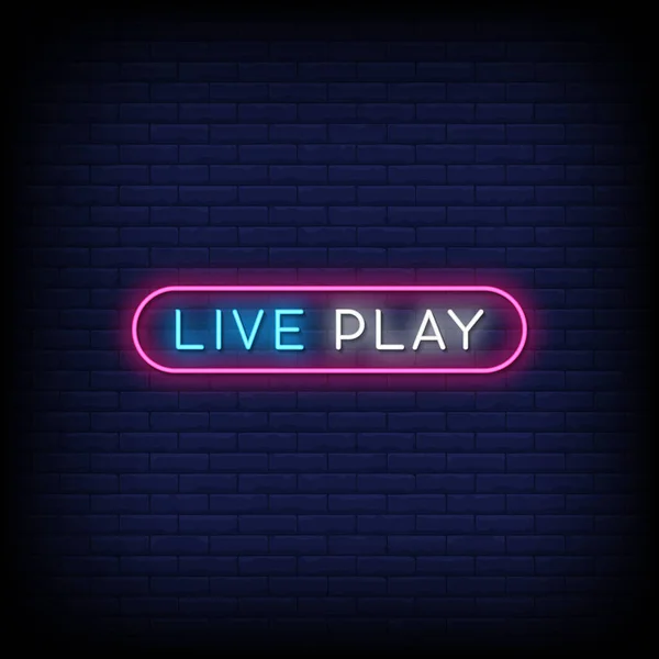 Live Play Neon Leeping Dark Blue Brick Wall — стоковый вектор