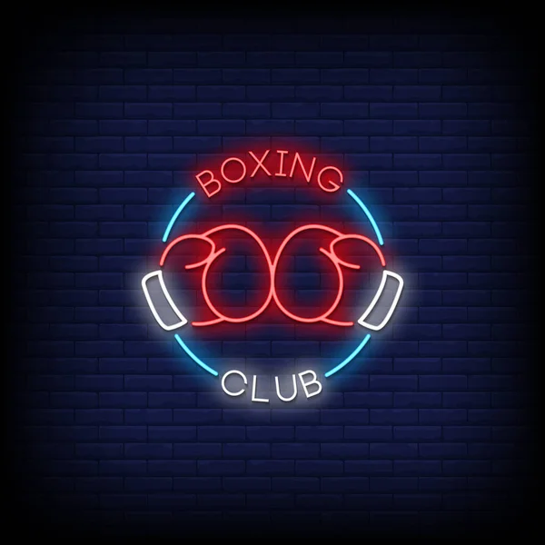 霓虹灯风格海报 霓虹灯标志 Led霓虹灯轻型字母 拳击俱乐部 与拳击手套 — 图库矢量图片