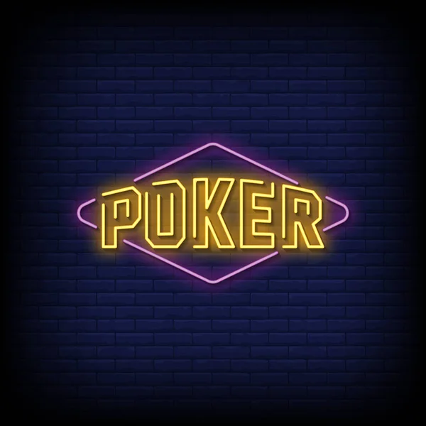 Leuchtbanner Für Poster Neon Stil Leuchtreklamen Led Leuchtschrift Poker — Stockvektor