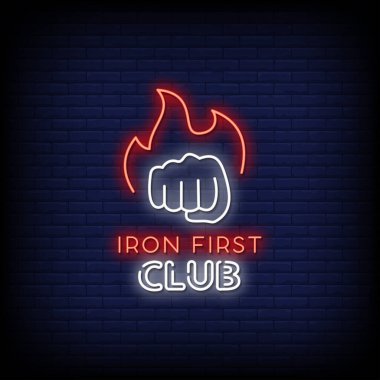 Neon tarzı afiş, neon ışıklı levha, demir yumruk sopasıyla LED ışıklı levha