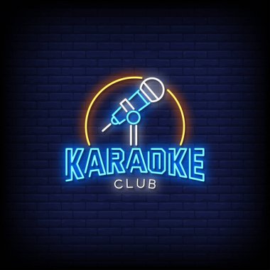 Neon tarzı posterler, neon ışıkları, LED ışıklı harfler, karaoke kulübü afişleri.