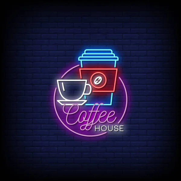 Leuchtbanner Für Poster Neon Stil Leuchtreklamen Led Leuchtschrift Kaffeehaus — Stockvektor