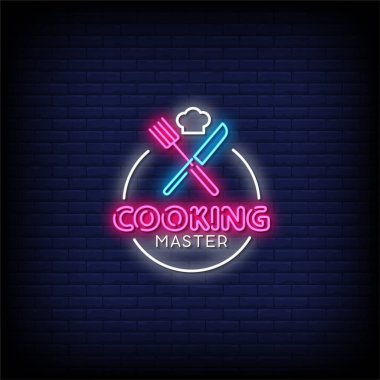 Pişirme Ustası Neon İşaretleri Biçimi Metin Vektörü