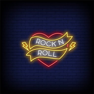 Rock 'n Roll Neon İşaret Biçimi Metin Vektörü