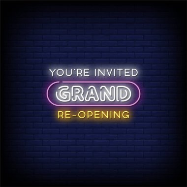 Grand Re opening Neon Signs Style Text Vector clipart