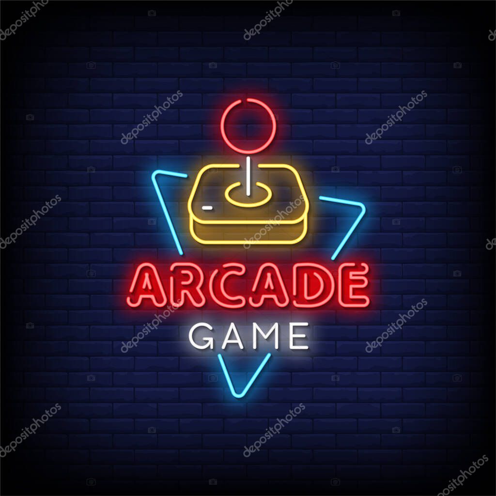 Arcade Game Neon Signs Vector