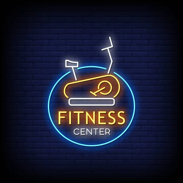 Fitness Center Sinal Néon Texto Elegante Ilustração Vetorial Colorido — Vetor de Stock