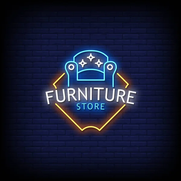 Tienda Muebles Letrero Neón Texto Elegante Ilustración Vectorial Colorido — Vector de stock