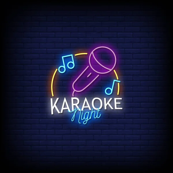 Insegna Neon Notte Karaoke Testo Elegante Illustrazione Vettoriale Colorata — Vettoriale Stock