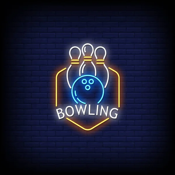 Bowlingový Neonový Nápis Stylový Text Barevný Vektorový Nákres — Stockový vektor