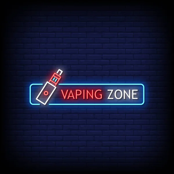 Vaping Zone Neon Sign Stylish Text Colorful Vector Illustration — 스톡 벡터