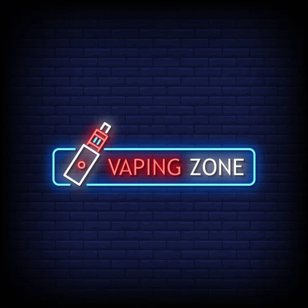 Vaping Zone Sinal Néon Texto Elegante Ilustração Vetorial Colorida — Vetor de Stock