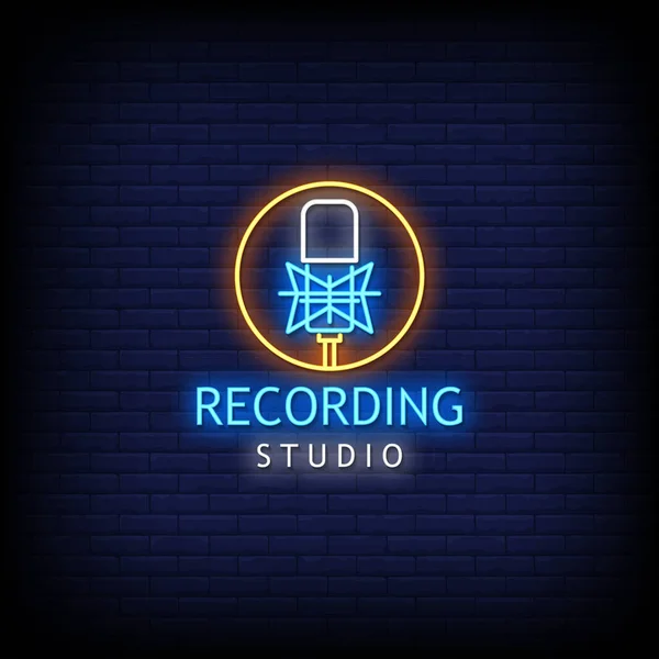 Recording Studio Neon Sign Stílusos Szöveg Színes Vektor Illusztráció — Stock Vector