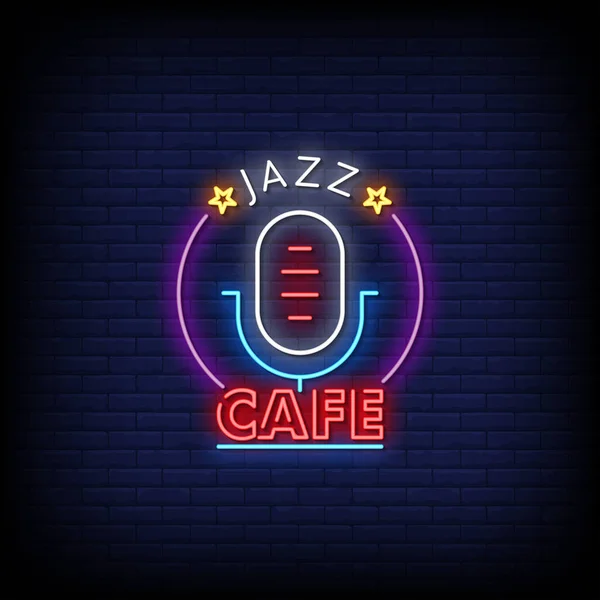 Jazz Cafe Neon Znak Stylowy Tekst Kolorowy Wektor Ilustracji — Wektor stockowy