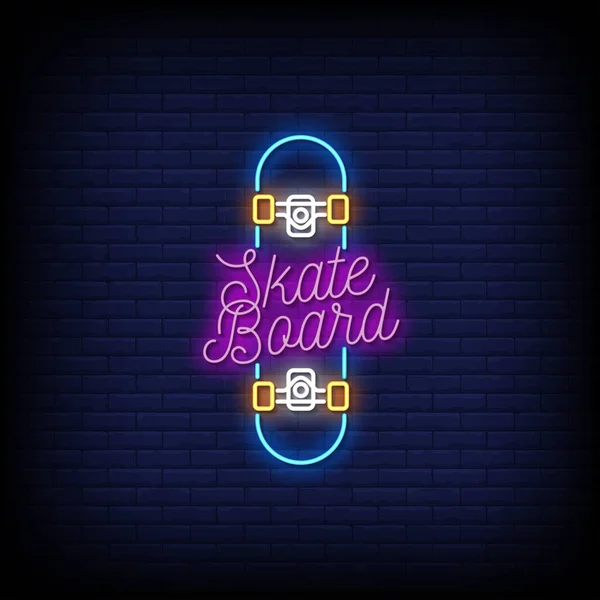 Skateboard Leuchtreklame Stilvoller Text Bunte Vektorillustration — Stockvektor
