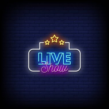 canlı gösteri, neon işareti vektör illüstrasyonu