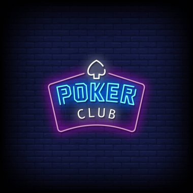 Poker kulübü, neon işareti vektör illüstrasyonu