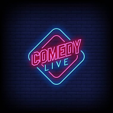 komedi canlı, neon işareti vektör illüstrasyonu