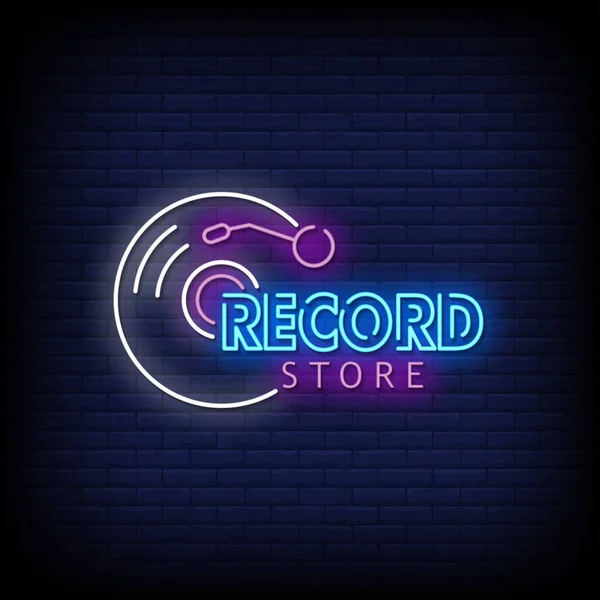 Record Store Neon Sign Vector Illustration — Stock Vector