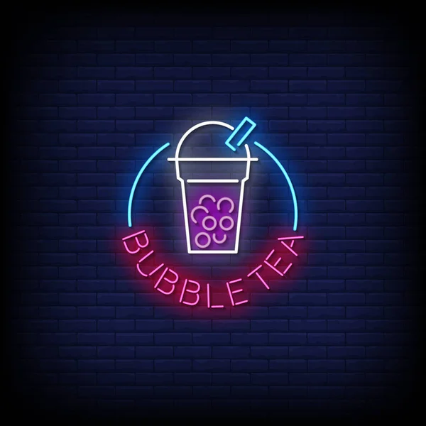 Bubbletea Ilustración Del Vector Signo Neón — Archivo Imágenes Vectoriales