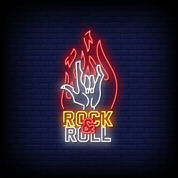 Rock Roll Neon Teken Vector Illustratie — Stockvector