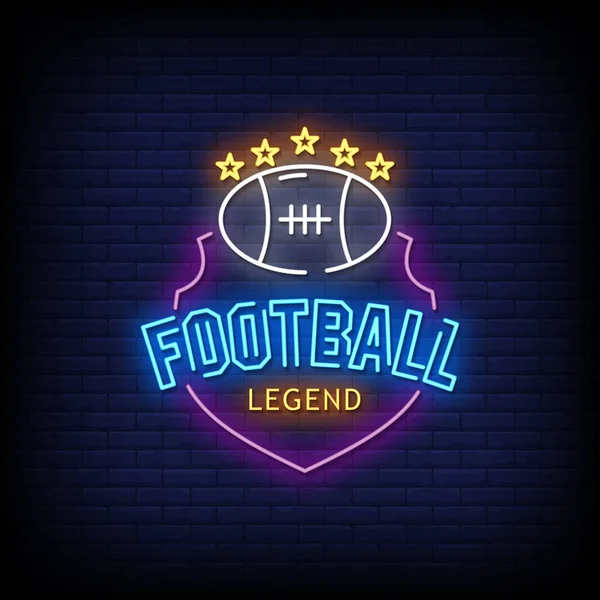 Voetbal Legende Neon Teken Vector Illustratie — Stockvector