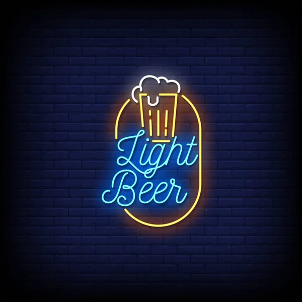 Licht Bier Neon Teken Vector Illustratie — Stockvector