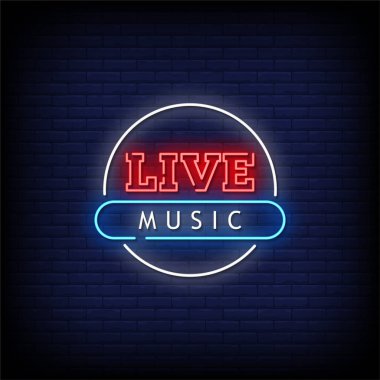 Canlı müzik harfleri, koyu arkaplanda neon vektör çizimi