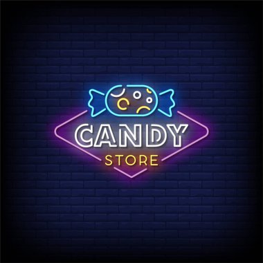 Şekerci harfleri, koyu arkaplanda neon vektör çizimi