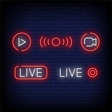 Live signs, neon vector illustration on dark background clipart