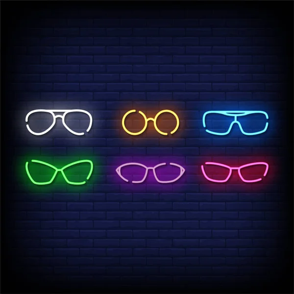 Colorful Glasses Neon Vector Illustration Dark Background — Stock Vector