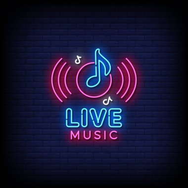 canlı müzik tasarımı şablon işareti ile Brick Wall arkaplanı