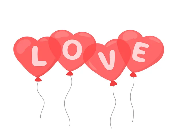 Des ballons avec l'inscription amour. Saint Valentin — Image vectorielle