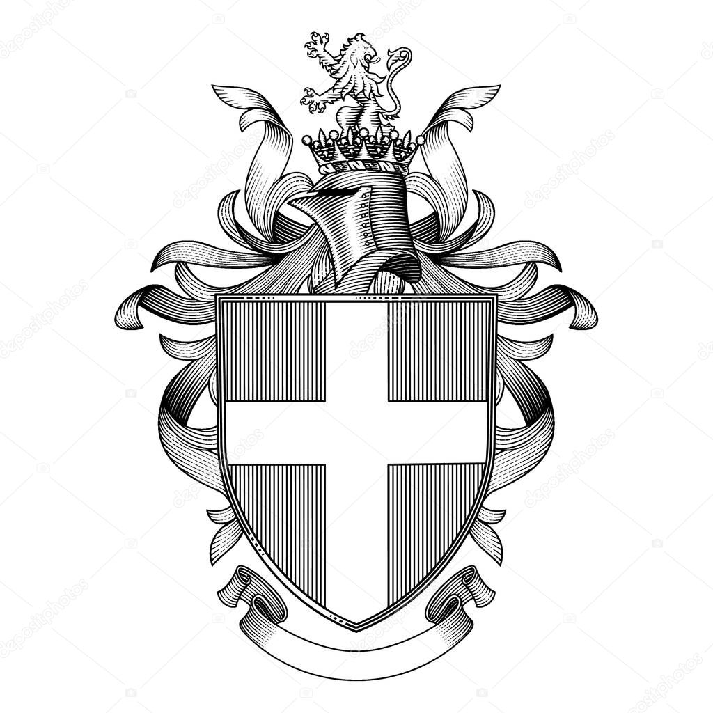 Coat of arms in a vintage style.  All elements isolated and can be re arranged