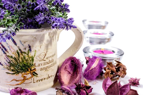 Lavender in watering can — Stock Photo, Image