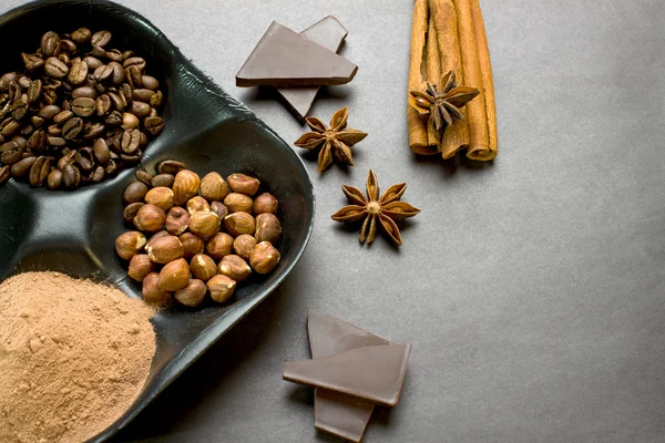 Čokoláda, oříšky, sladkosti — Stock fotografie