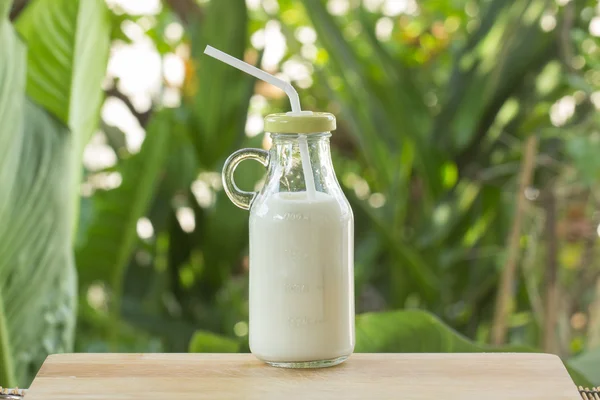 Glass bottle of Fresh Mik — Stock Photo, Image