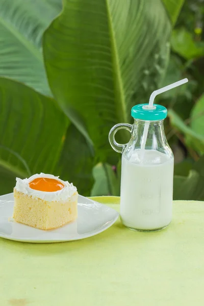 Gâteau à l'orange et lait frais — Photo