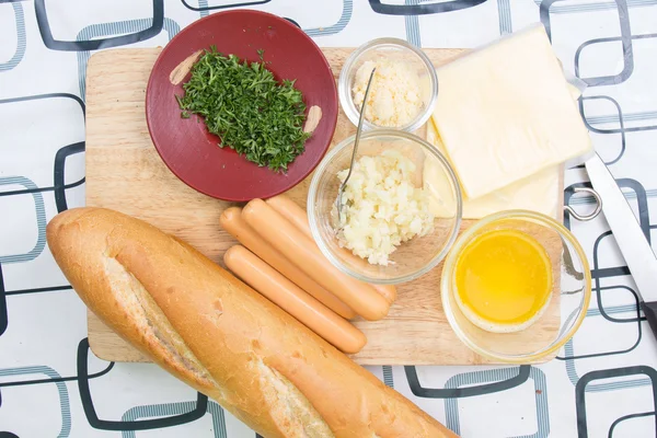 Ingredient of sausage bread — Stock Photo, Image