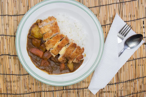 Carne di maiale fritto tongkatsu Curry giapponese con riso — Foto Stock