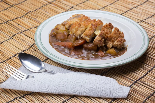 Freír tongkatsu de cerdo Curry japonés con arroz — Foto de Stock