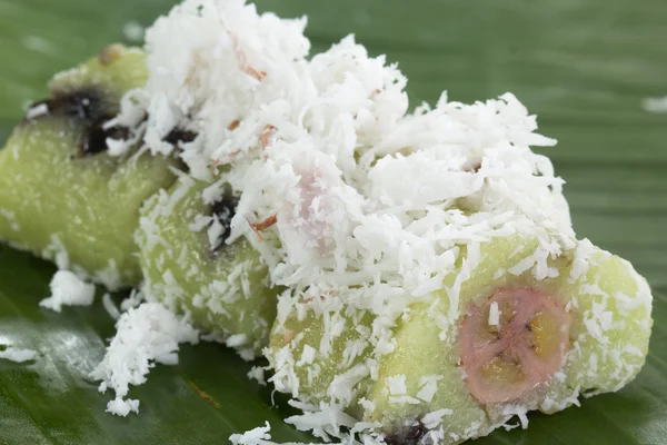 Boiled sticky rice stuff with banana — Stock Photo, Image