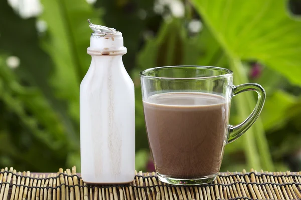 Friska choklad mjölk i ett glas — Stockfoto