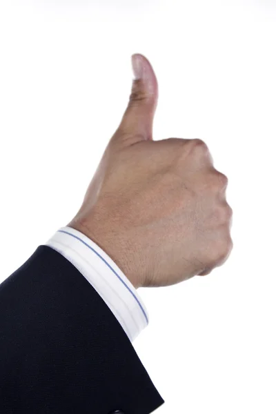 Hand and businessman showing one finger — Stock Photo, Image