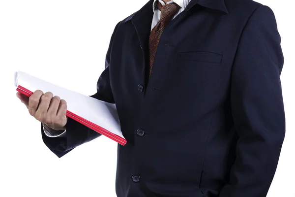 Business man holding book — Stock Photo, Image