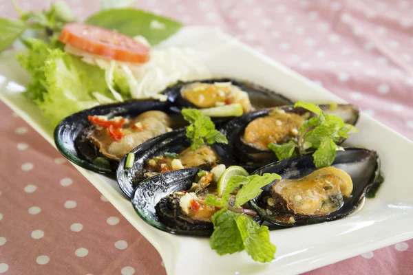 Thai food spicy Mussel — Stock Photo, Image