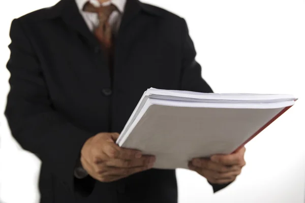 Business man holding book — Stock Photo, Image